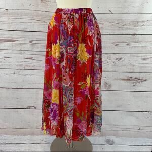 TravelSmith boho crinkle broom tiered maxi skirt
